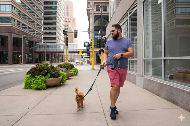 Walking the dog in downtown Minneapolis